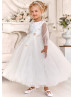 Long Sleeves Colorful Beaded 3D Flowers Cute Flower Girl Dress Long Sleeves Colorful Beaded 3D Flowers Cute Flower Girl Dress